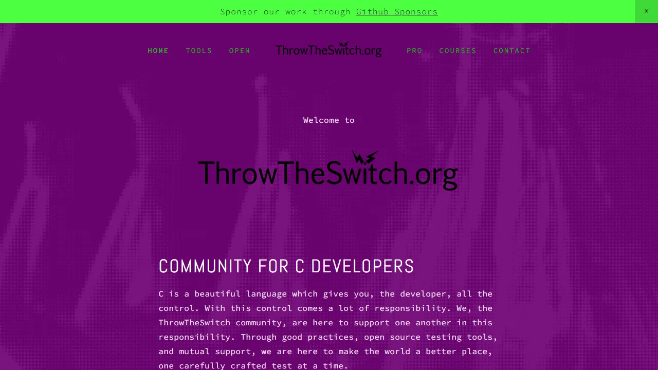 throwtheswitch.org - Open Source Unit Testing Software for C Developers screenshot