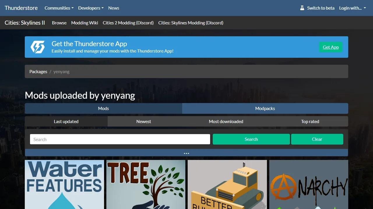 thunderstore.io - Cities Skylines Game Modification Tool screenshot