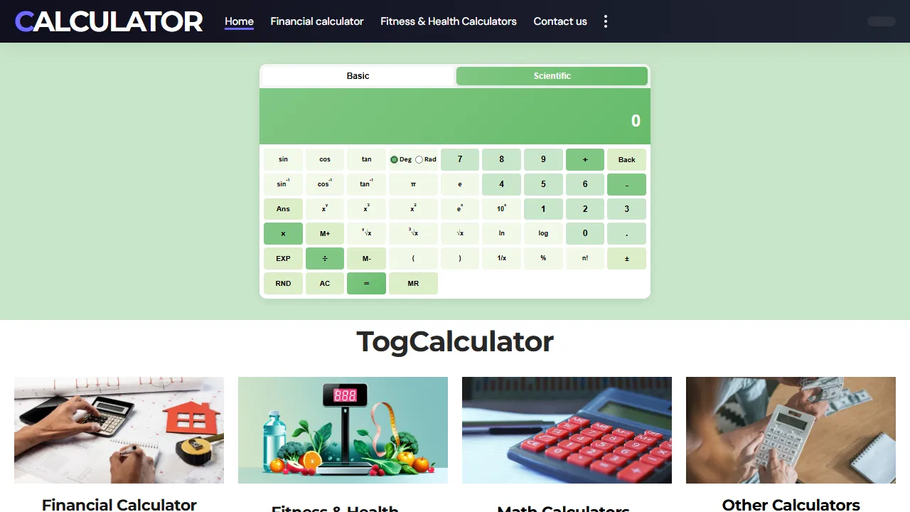 togcalculator.com - BMI Calculator Body Index Tool Online screenshot