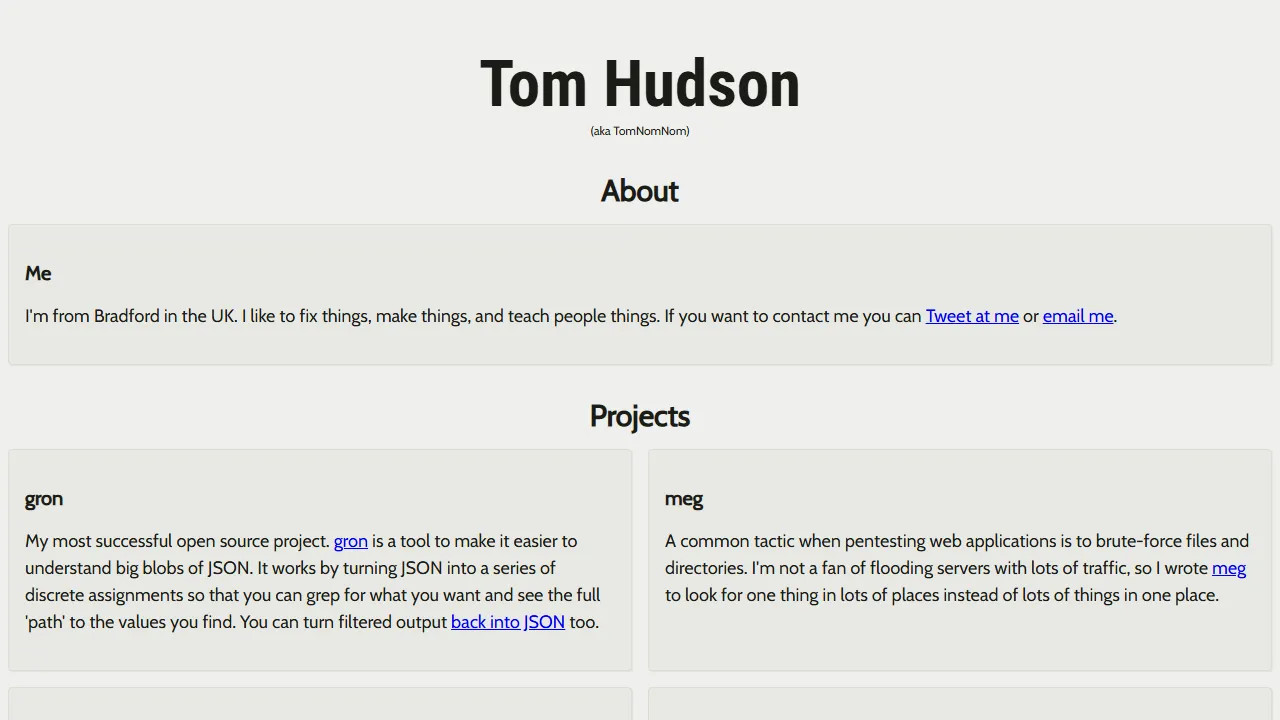 tomhudson.co.uk - Open Source Security Testing Tools screenshot
