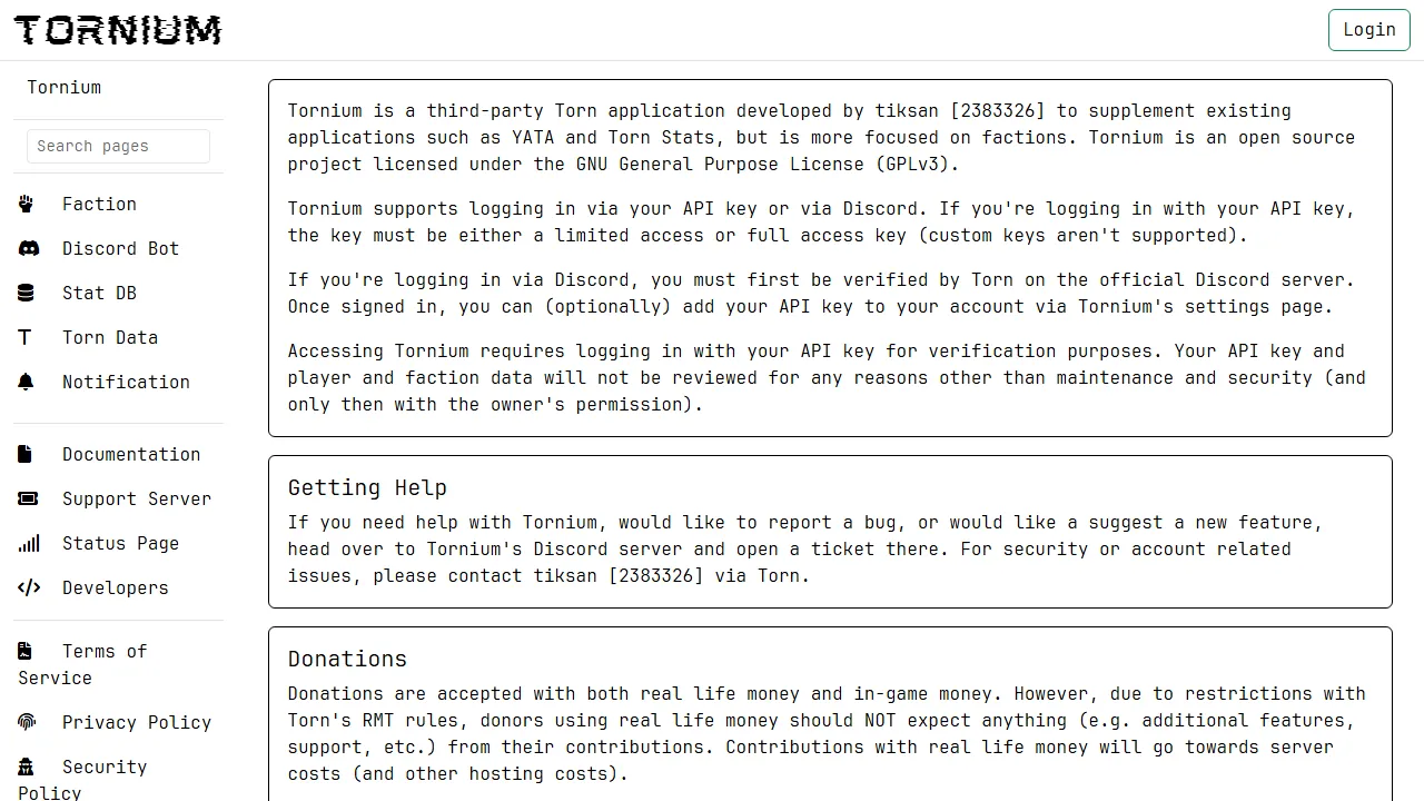 tornium.com - Open Source Game Companion Application screenshot
