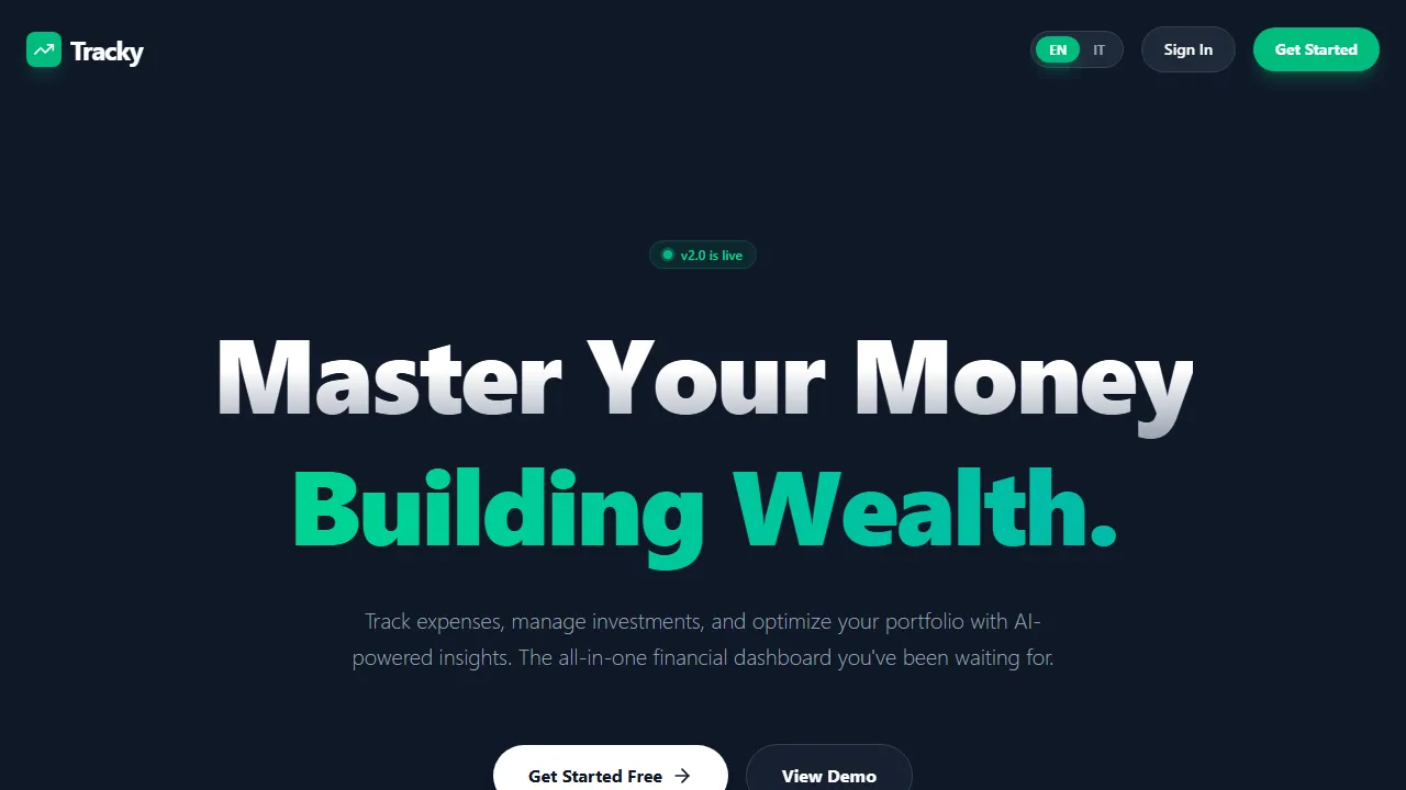 tracky.ai-advisor.it - Personal Finance App for Budgeting and Planning screenshot