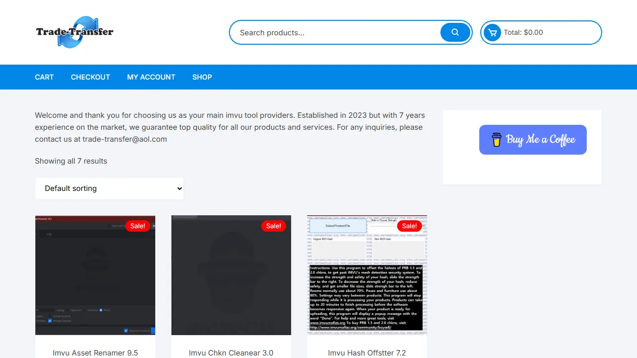 trade-transfer.com - IMVU Tools and Software Provider screenshot