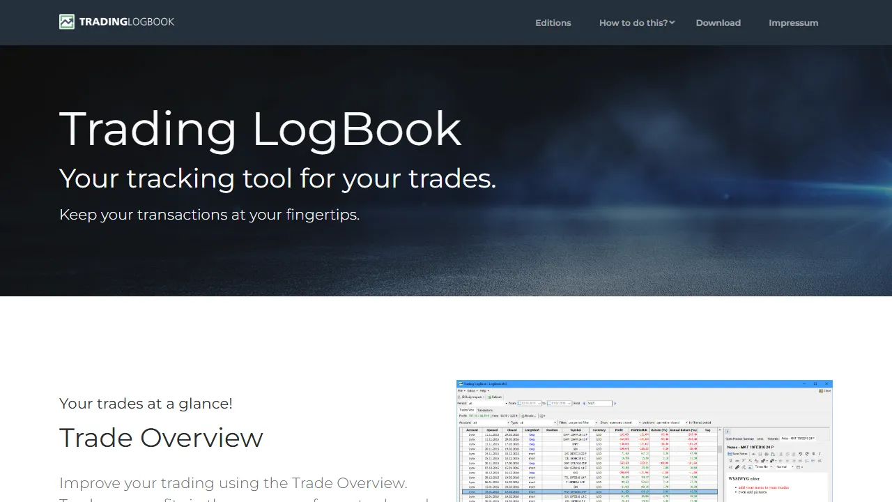 tradinglogbook.de - Trading Journal For Traders screenshot