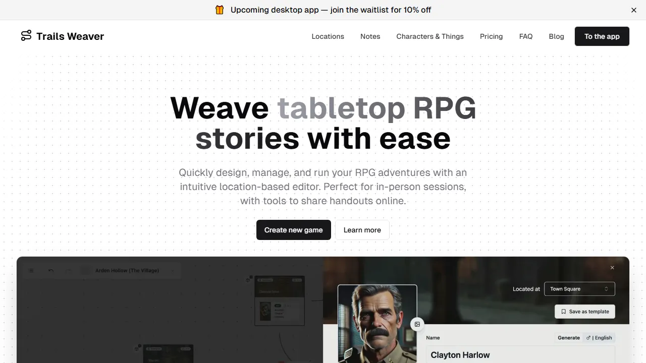 trailsweaver.com - Simple RPG Adventure Editor Online screenshot