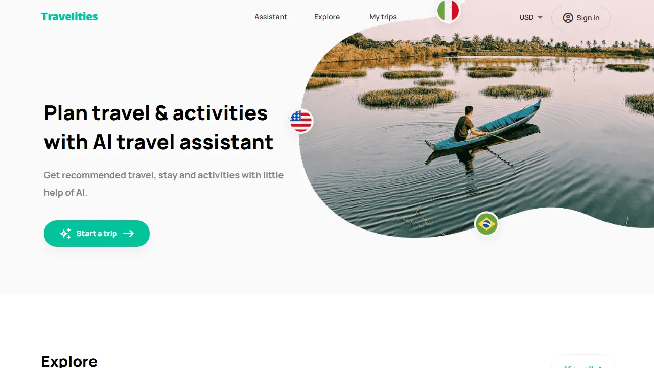 travelities.com - AI-Powered Trip Planner For Your Journey screenshot