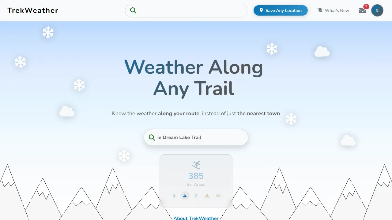 trekweather.com - Pinpoint Weather Forecasts for Trails and Mountains screenshot