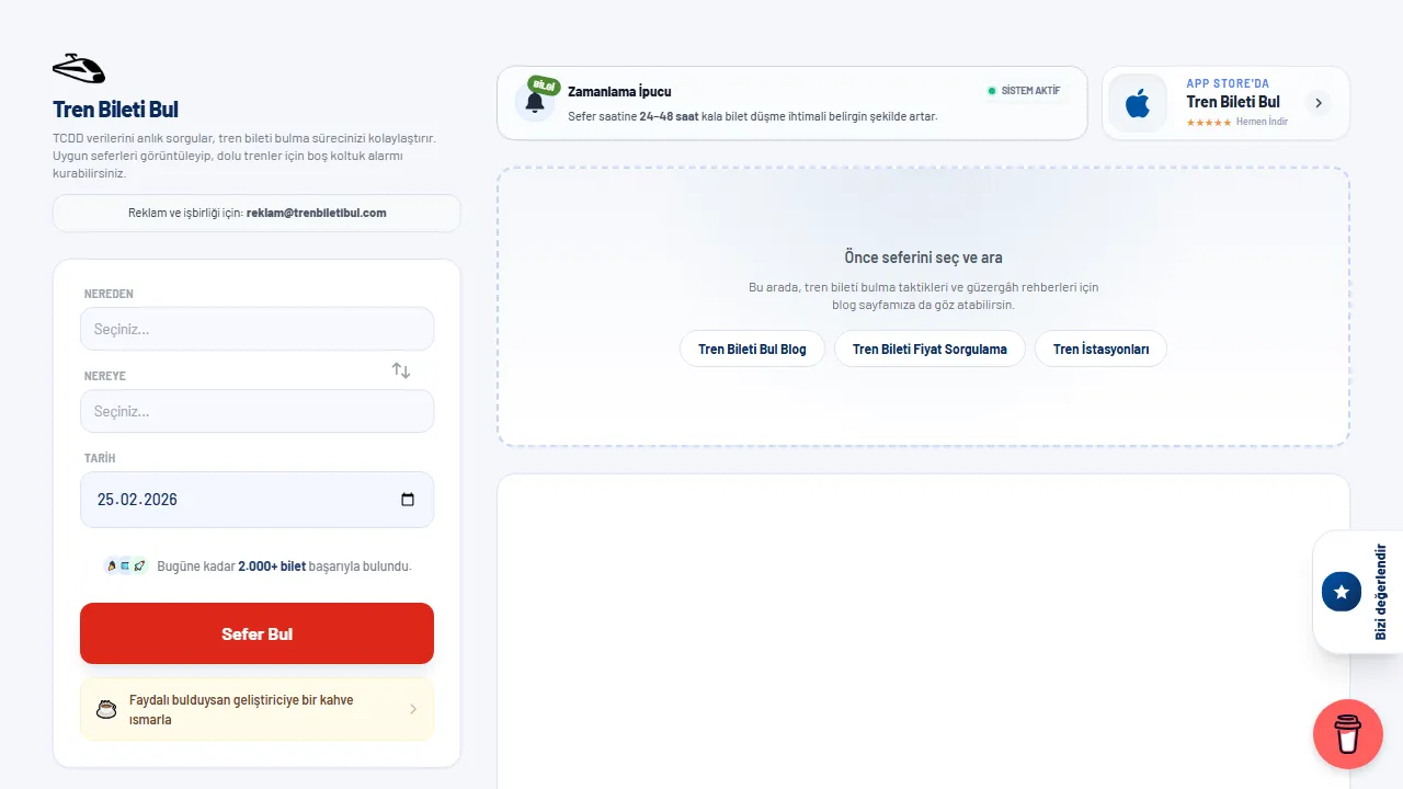 trenbiletibul.com - Train Ticket Tracker with Seat Availability Alerts screenshot