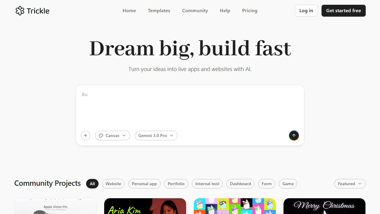 trickle.so - AI Agentic Canvas for Vibe Coding screenshot
