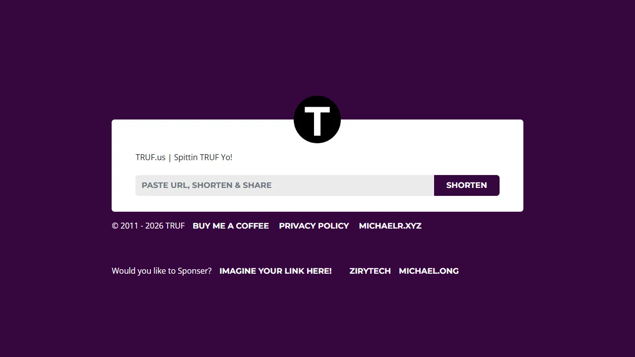 truf.us - URL Shortener to Shorten Your URLs screenshot