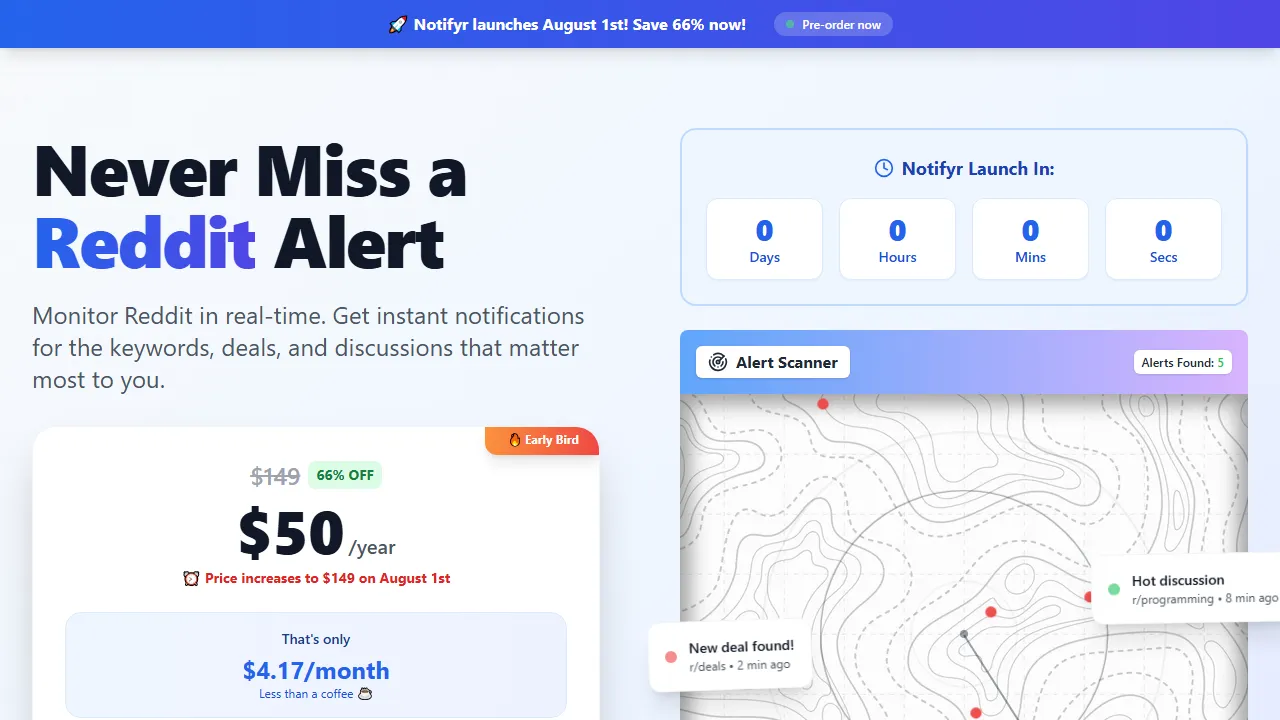 trynotifyr.com - Reddit Post Alerts and File Sharing screenshot
