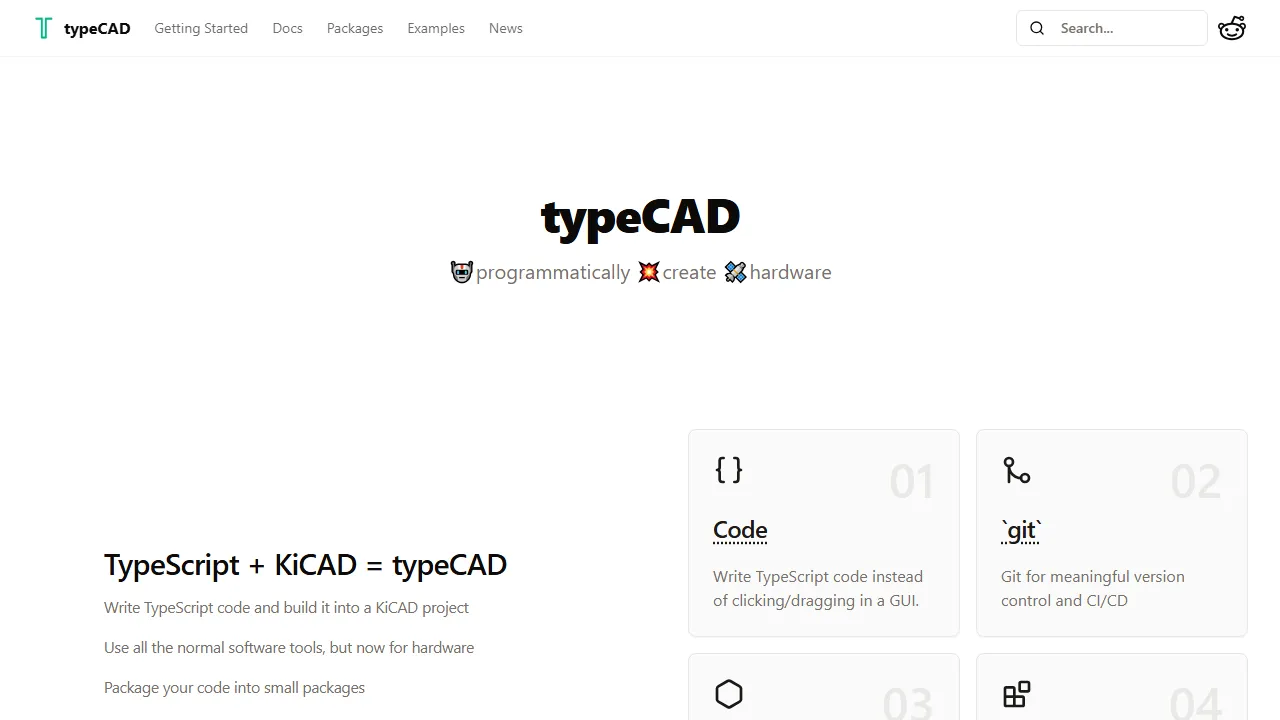 typecad.net - Hardware Design Tool with TypeScript and Node.js screenshot
