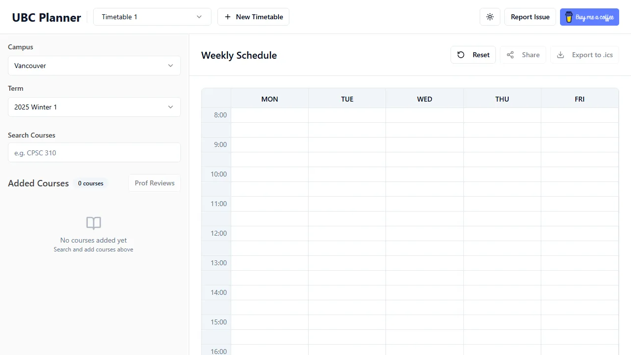 ubcplanner.com - Free Course Schedule Planner for Students screenshot