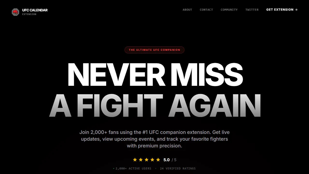 ufccalendar.tech - Sports Event Calendar Chrome Extension screenshot