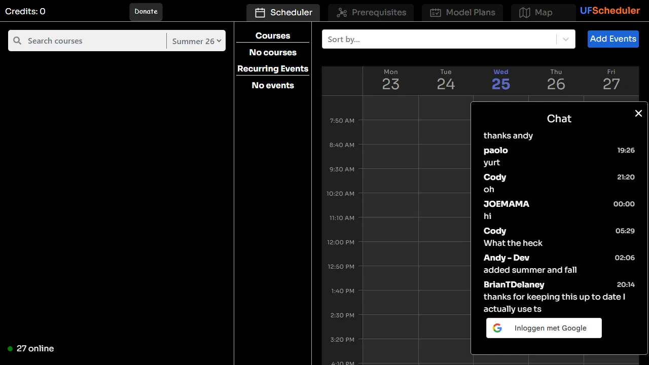 ufscheduler.com - Course Scheduler for Scheduling Classes screenshot