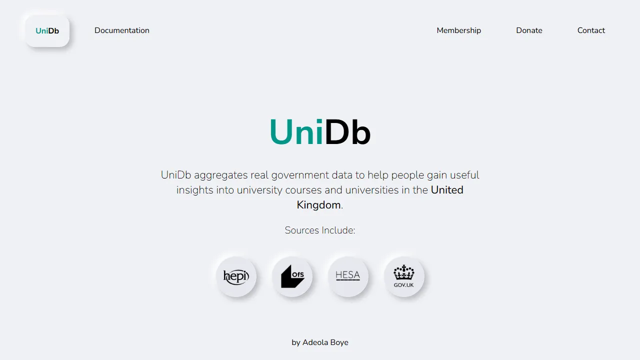 unidbapi.com - University Data API for UK Insights screenshot