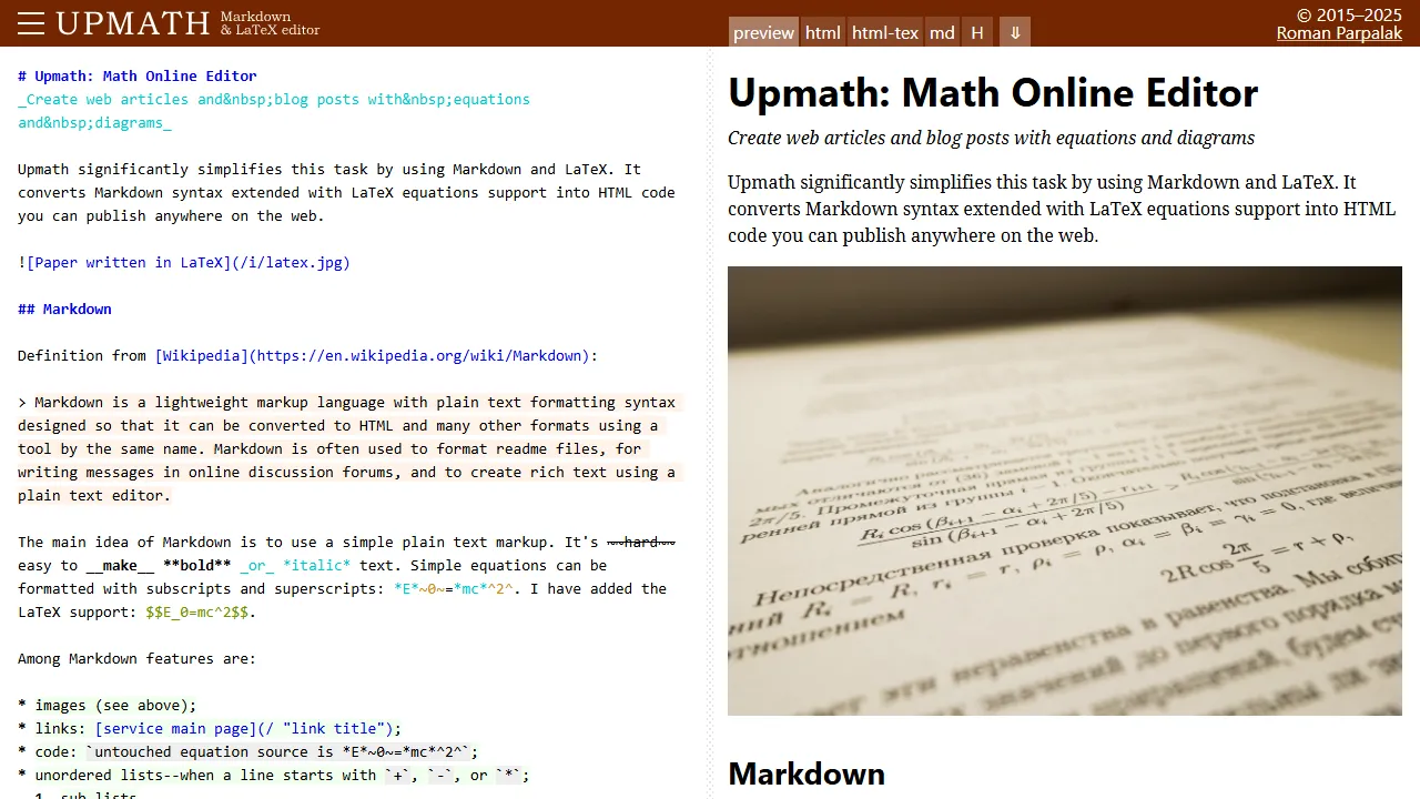 upmath.me - Free Online LaTeX Editor Software screenshot