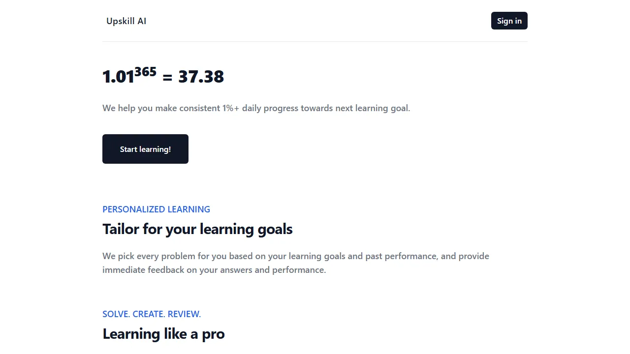 upskillai.app - AI Learning Coach For Personalized Feedback screenshot