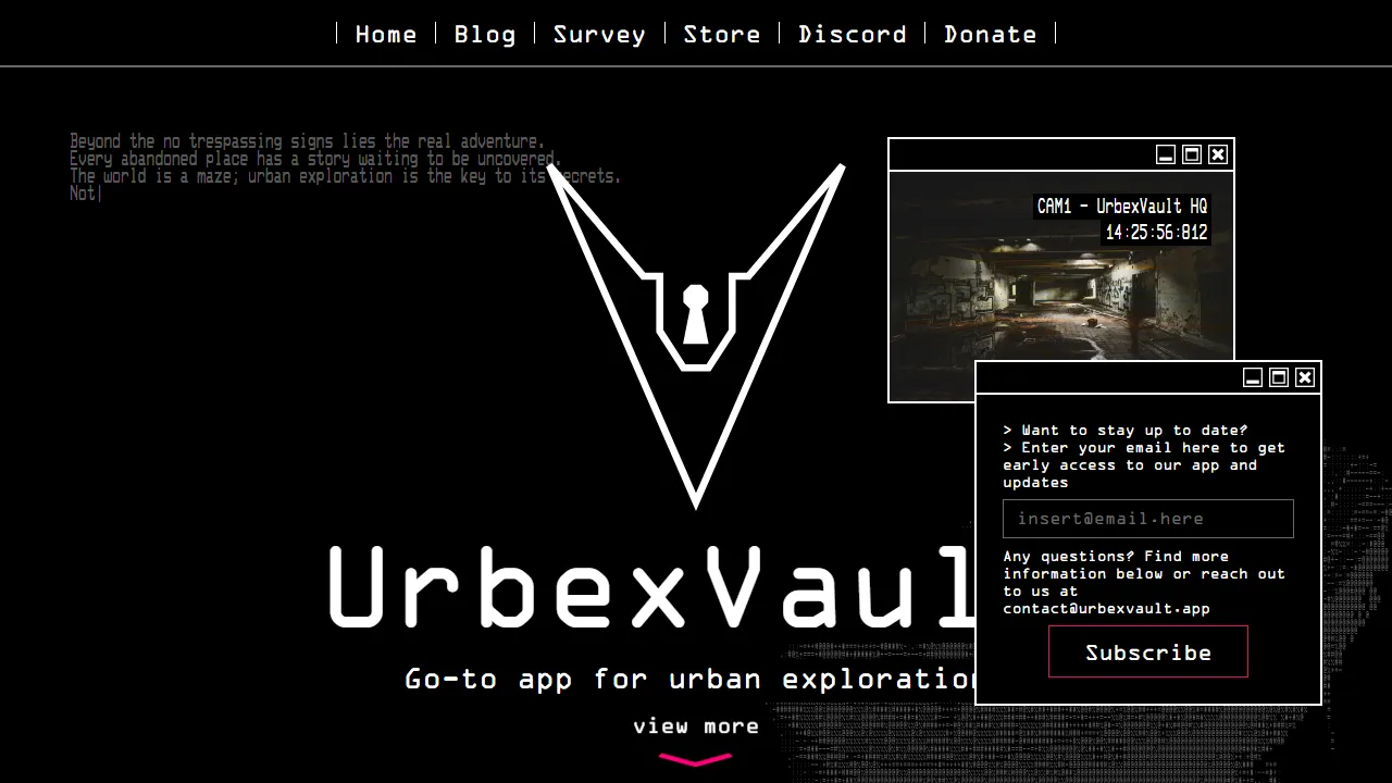 urbexvault.app - Exploration App Development Support and Updates screenshot