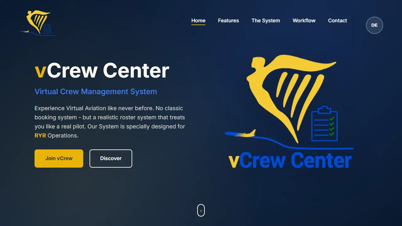 vcrew-center.com - Virtual Airline EFB Website for Pilots screenshot