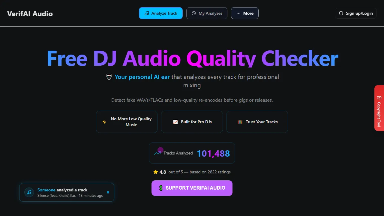 verifaiaudio.com - Audio Authenticity Verification Tool Access screenshot