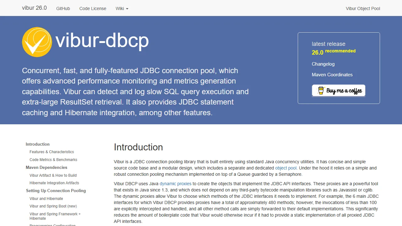 vibur.org - Mature JDBC Connection Pool Library for Java screenshot