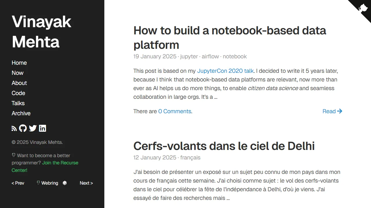 vinayak.io - Open Source Code Libraries and Tools screenshot