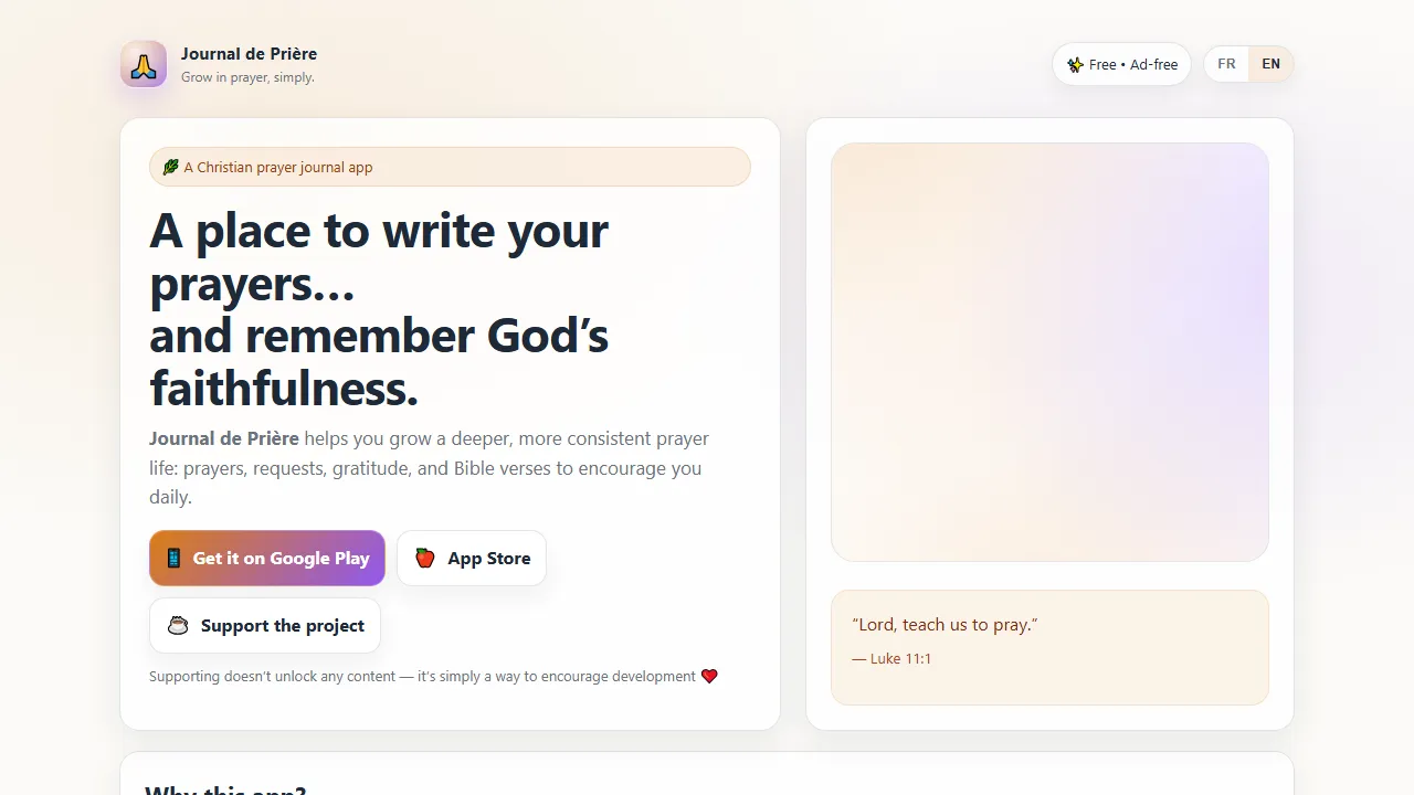 vincent-descamps.github.io - Free Prayer Journal App To Deepen Faith screenshot