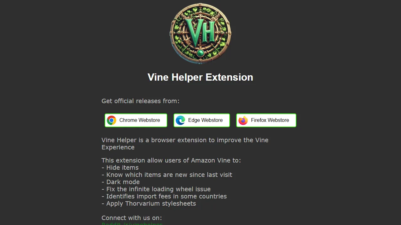 vinehelper.ovh - Chrome Extension For Chrome Web Store screenshot