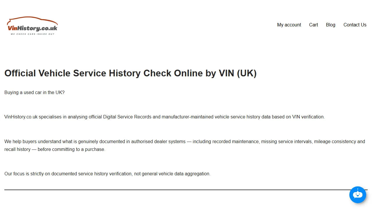 vinhistory.co.uk - Detailed Vehicle History Reports Online screenshot