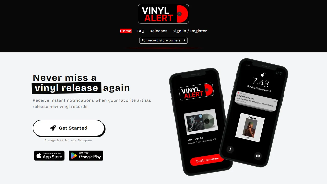 vinylalert.eu - Support the Creator With a Coffee screenshot