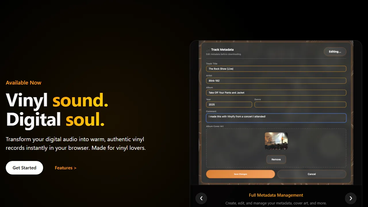 vinylfy.app - Music Collection Manager Software Tool screenshot