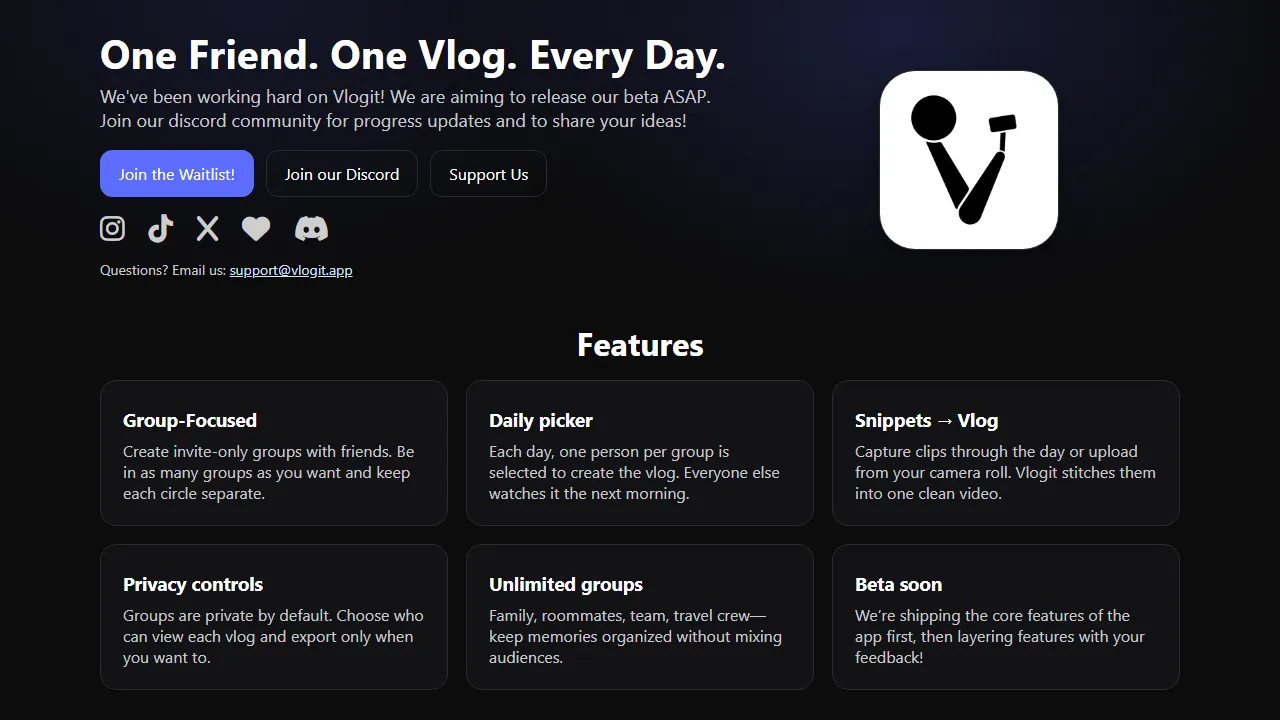vlogit.app - Social App for Authentic Video Sharing screenshot