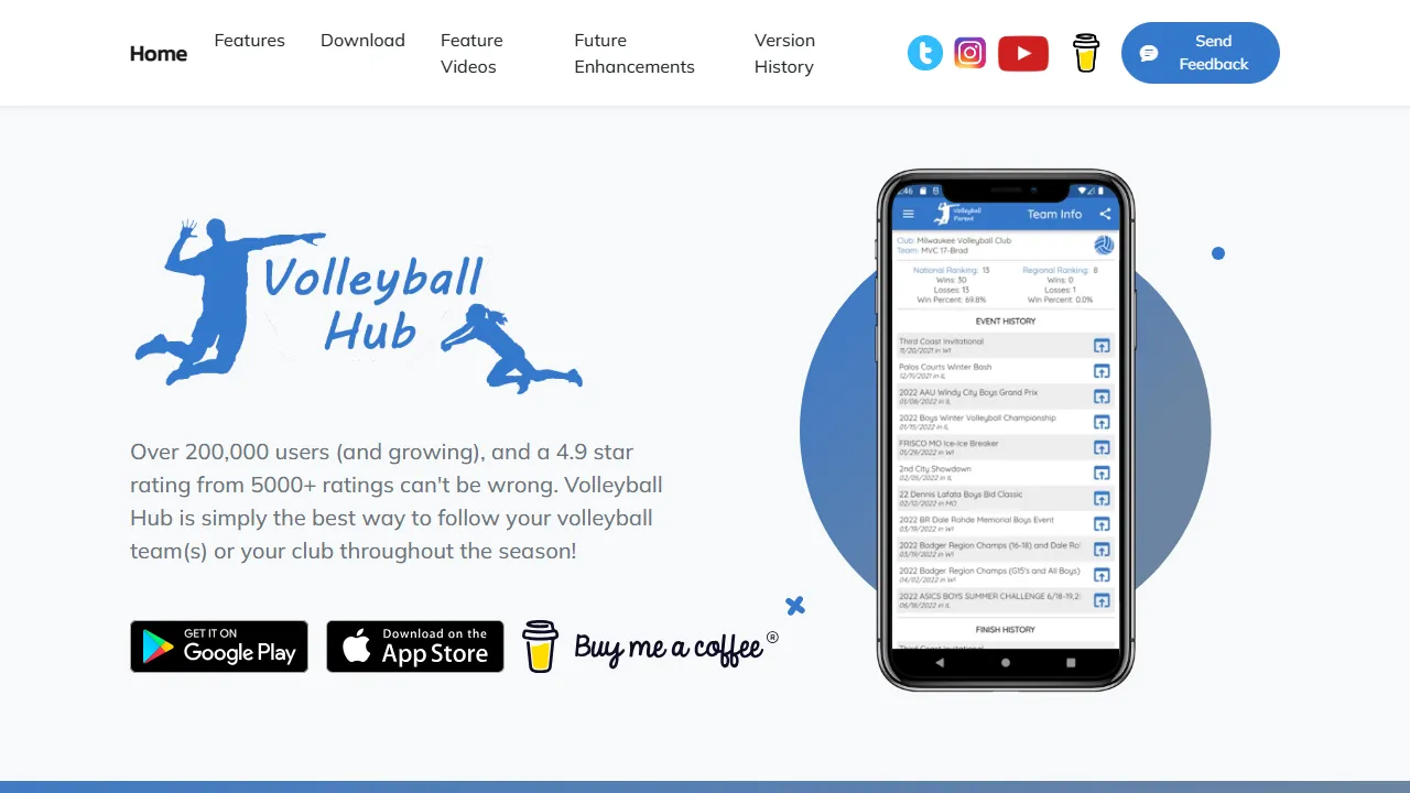 volleyballparent.com - Volleyball Team Management Application screenshot