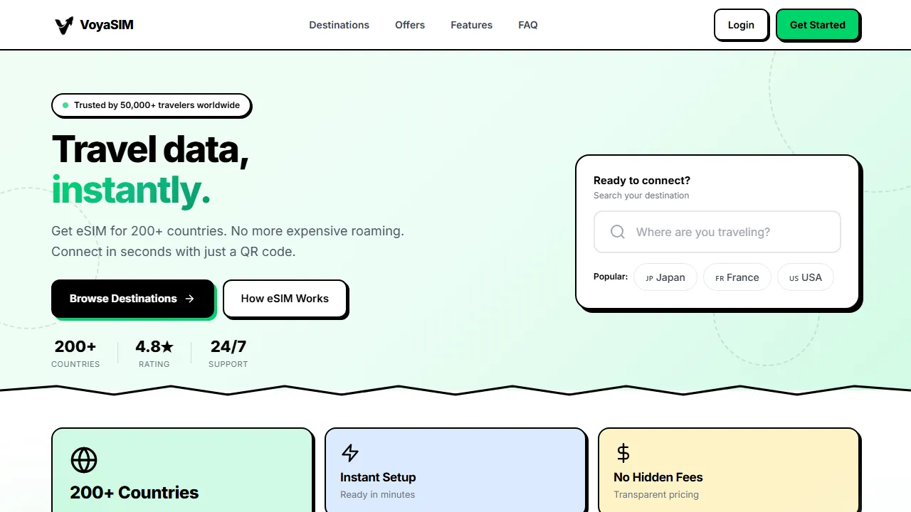 voyasim.io - International Travel eSIM Provider for Global Roaming screenshot