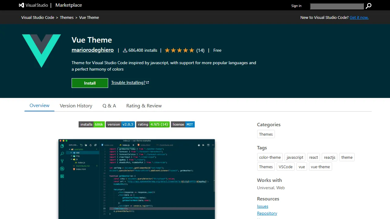 Vue Theme - Best VSCode Theme for Code Editor screenshot