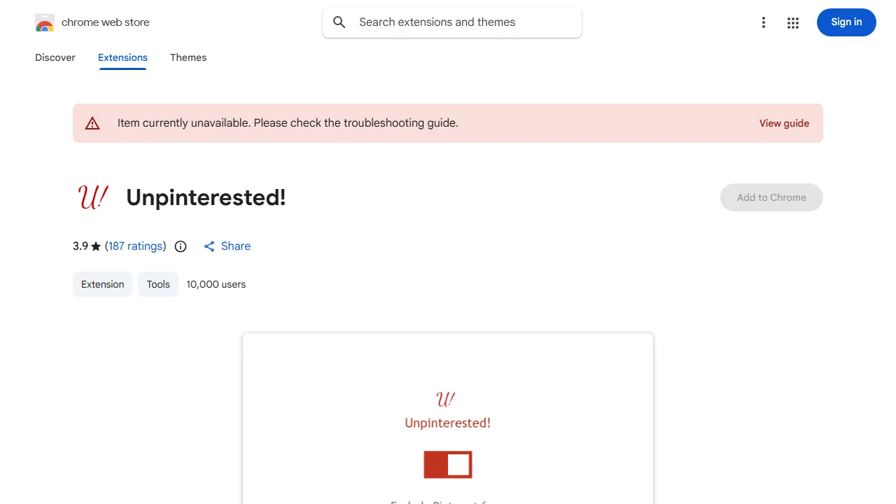 Unpinterested! - Chrome Extension to Exclude Pinterest Results screenshot