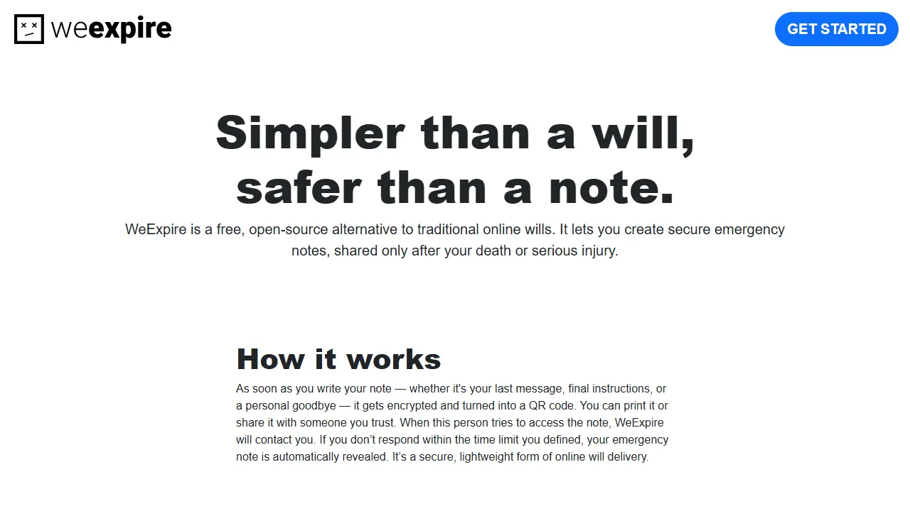 eexpire.org - Open Source Digital Will Service Tool screenshot