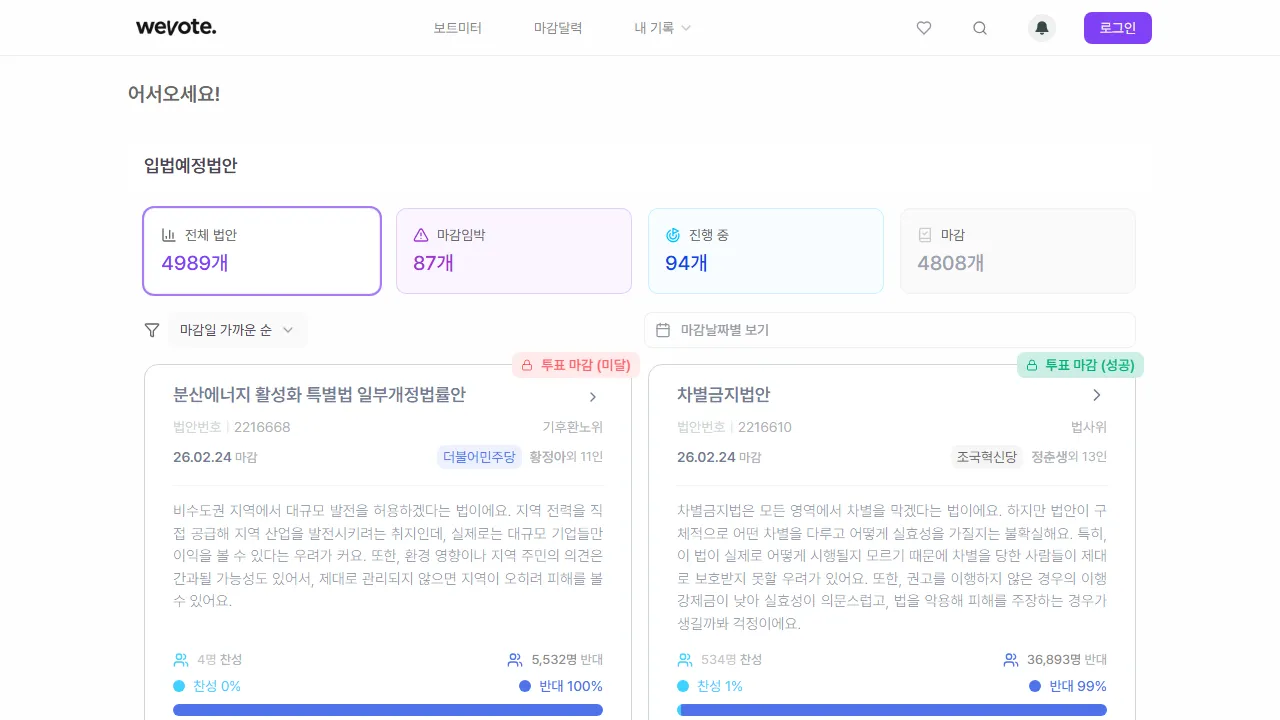 evote.kr - Platform for Political Engagement and Support screenshot