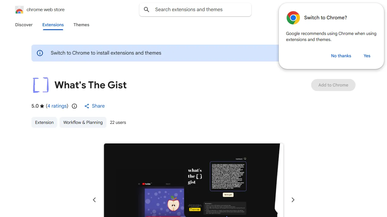What's the gist - YouTube Video Summarizer Saves Time screenshot