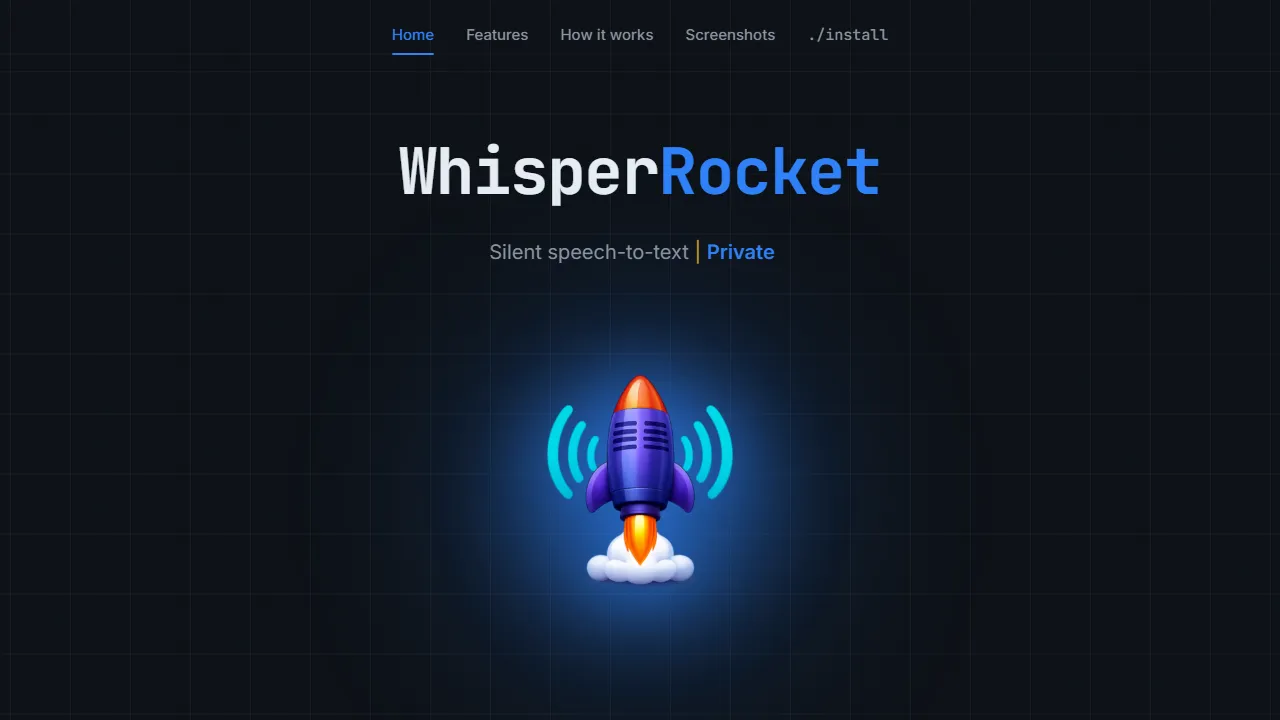 hisperrocket.app - Free Offline Speech to Text Tool screenshot