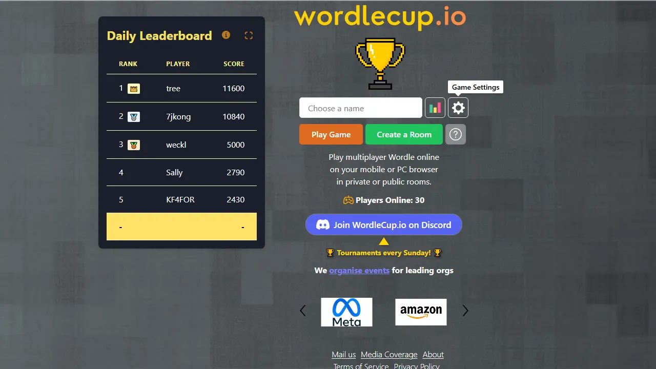 ordlecup.io - Multiplayer Wordle Game to Play With Friends screenshot