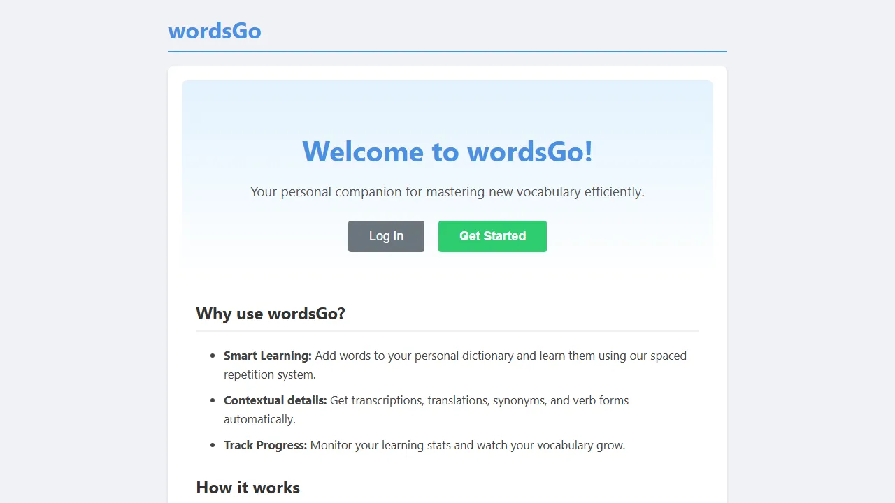 ordsgo.tolmachov.dev - Learn English Vocabulary - New Words Daily screenshot