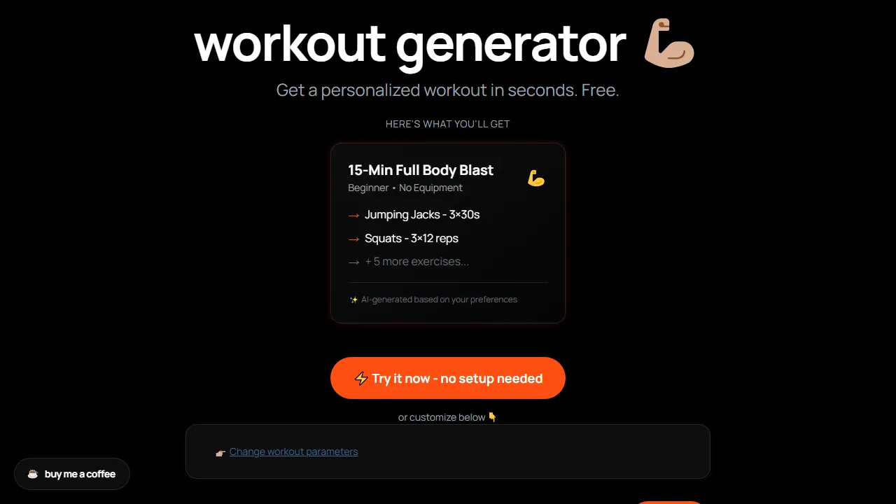 orkoutai.co - Workout Plan Generator - Fitness Routine Maker screenshot