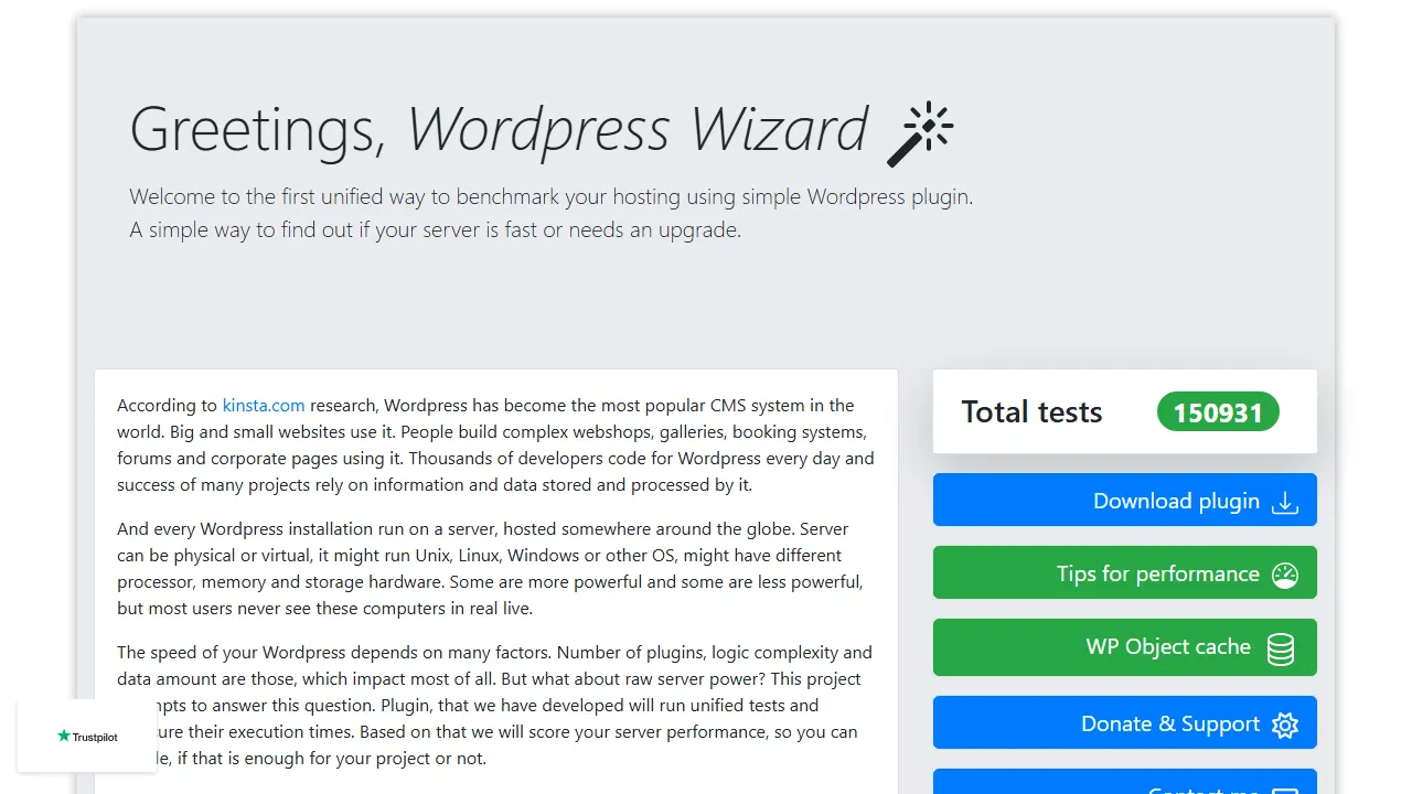 pbenchmark.io - Network Speed Test Website - Page Speed Insights screenshot
