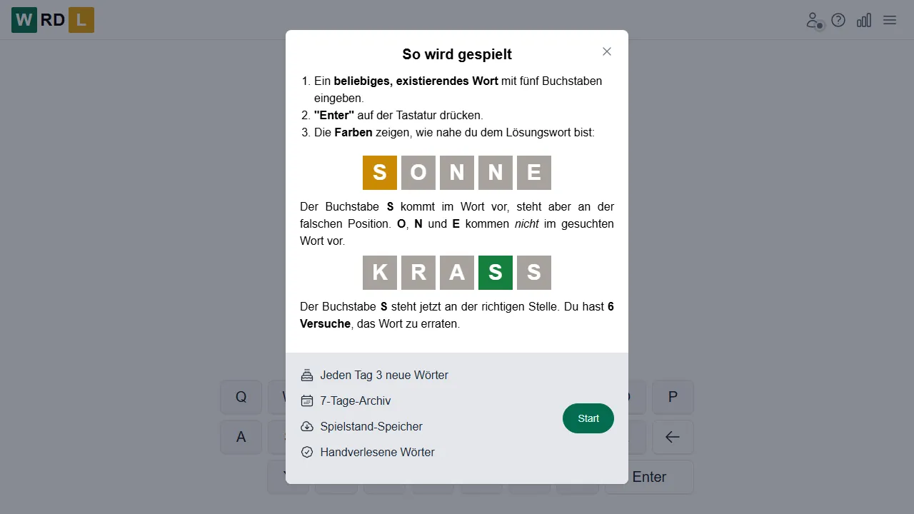 rdl.de - Online Cross Word Puzzle Game screenshot