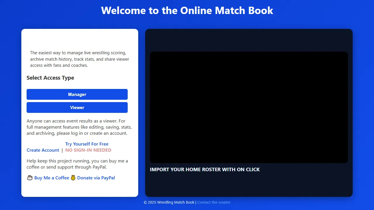 restlingmatchbook.com - Wrestling Team Management Software for Coaches screenshot
