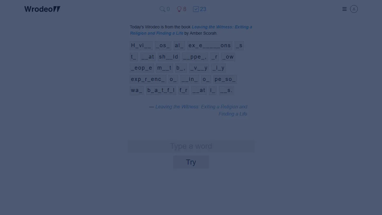 rodeo.com - Literary Word Game Based on Quotes screenshot