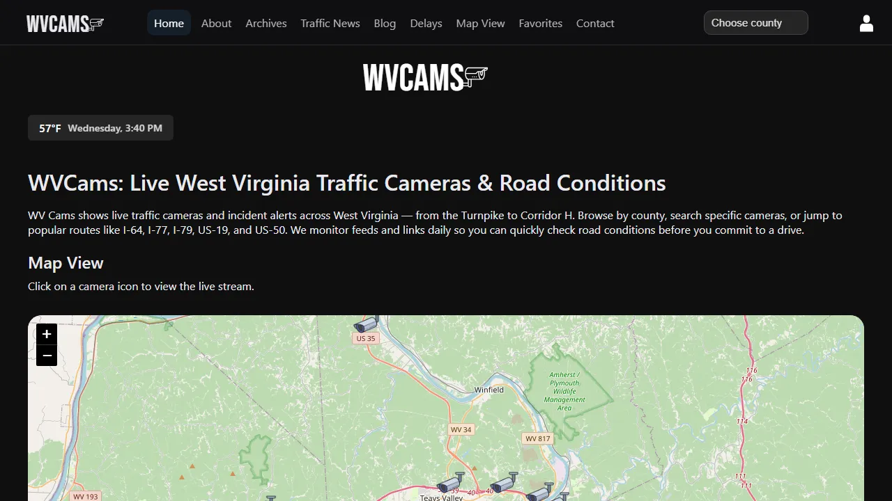vcams.com - West Virginia Traffic Camera Monitor screenshot