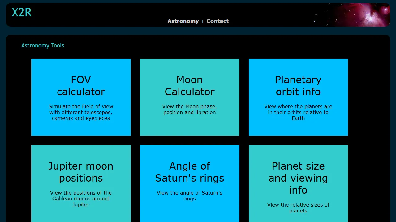x2r.uk - Astronomy Tools Website For Astronomers screenshot